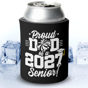 Class of 2027 Senior Graduation Cheer Proud Dad Can Cooler