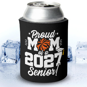 Class of 2027 Senior Graduation Cheer Proud Mum Can Cooler