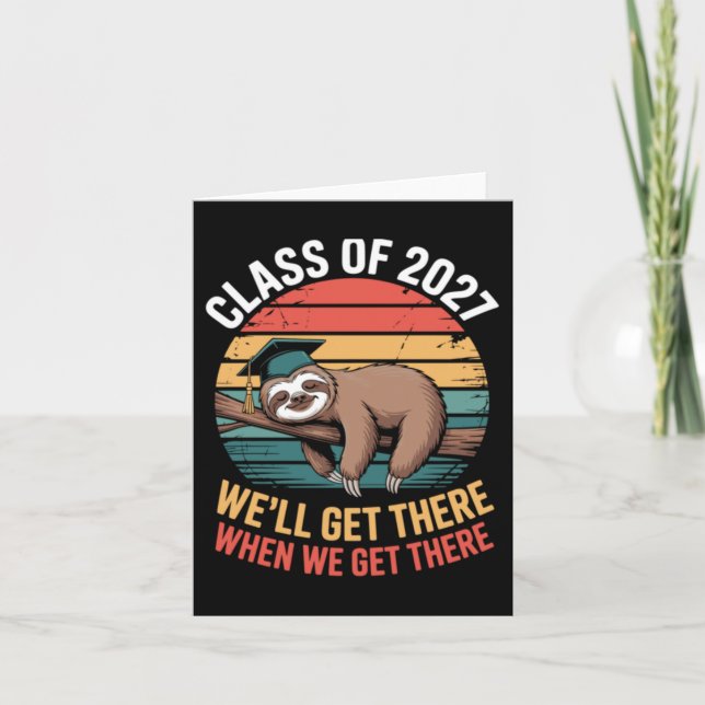 Class Of 2027 Sloth Graduation Card (Front)