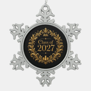 Class of 2027 snowflake pewter christmas ornament