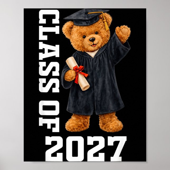 Class of 2027 teddy bear senior graduation day poster (Front)