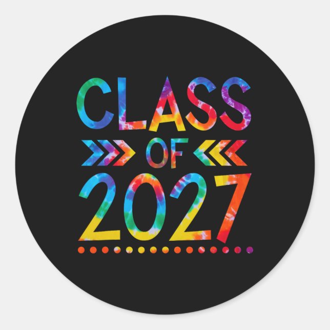 Class of 2027 - Tie dye Back to School Class of 20 Classic Round Sticker (Front)