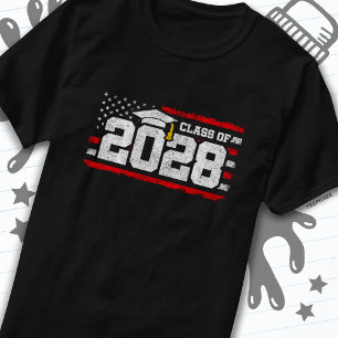 Class of 2028 Graduation American Flag Senior 2028 T-Shirt