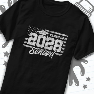Class of 2028 Graduation American Flag Senior 2028 T-Shirt