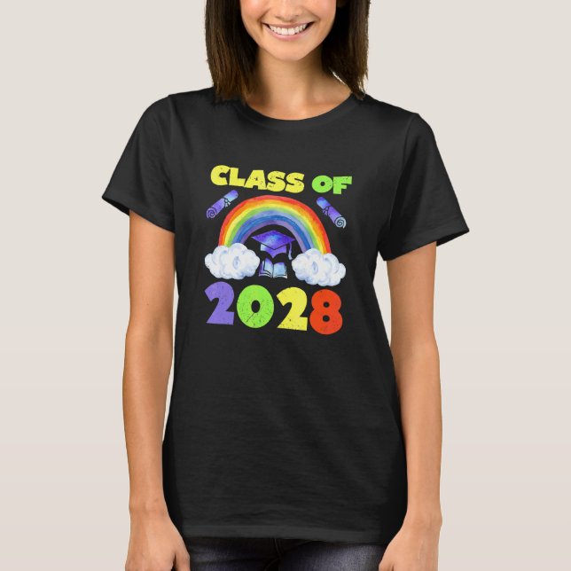 Class Of 2028 Rainbow Growing School Teacher Stude T-Shirt (Front)