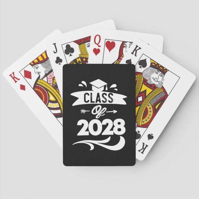 Class of 2028 TShirt Senior 2028 Graduation Playing Cards (Back)