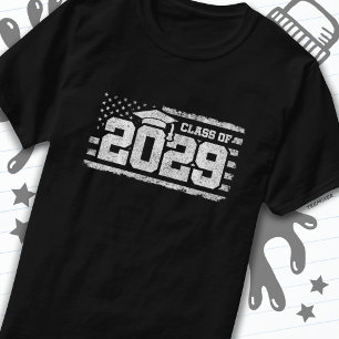 Class of 2029 Graduation American Flag Senior 2029 T-Shirt