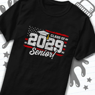 Class of 2029 Graduation American Flag Senior 2029 T-Shirt
