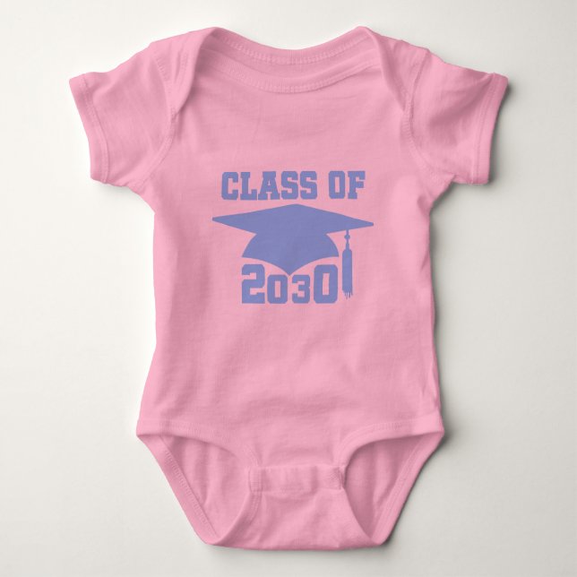 Class of 2030 Blue Grad Hat Baby Bodysuit (Front)