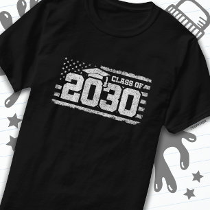 Class of 2030 Graduation American Flag Senior 2030 T-Shirt