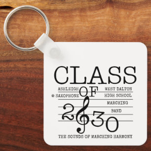 Class of 2030 Marching Band Graduate Inspirational Key Ring