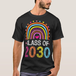Class Of 2030 Rainbow Pink Graduate Preschool Kind T-Shirt