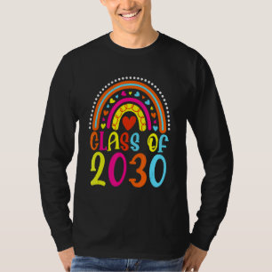 Class Of 2030 Rainbow Pink Graduate Preschool Kind T-Shirt