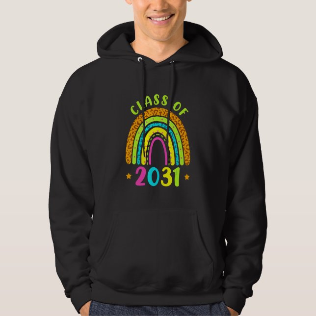 Class Of 2031 Leopard Rainbow Back To School Senio Hoodie (Front)