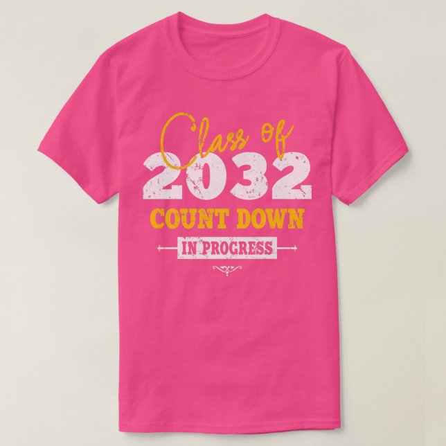 Class Of 2032 Count Down Funny Grad 2022 First Day T-Shirt (Design Front)