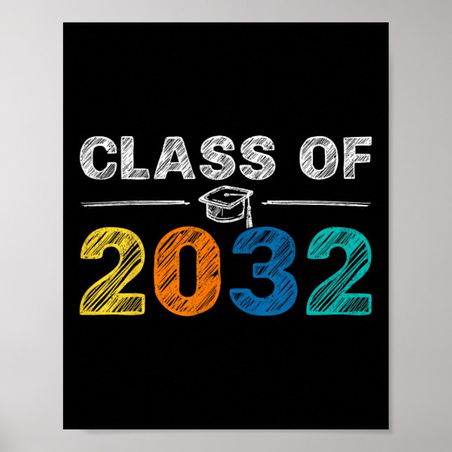 Class of 2032 First Day of School Pre-K Gift Kinde Poster (Front)