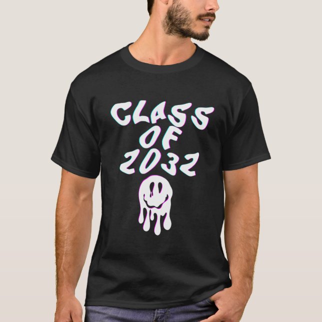 Class of 2032 Glitch Senior Class High School Pull T-Shirt (Front)