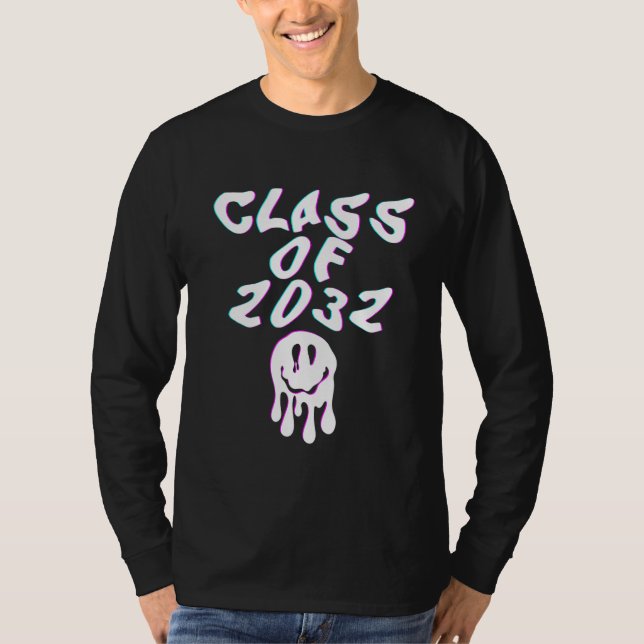 Class of 2032 Glitch Senior Class High School Pull T-Shirt (Front)