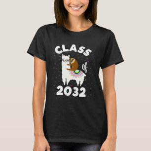 class of 2032 Kindergarten Grow with me Llama Back T-Shirt