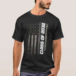 Class of 2032 Senior 2032 Graduation American Flag T-Shirt