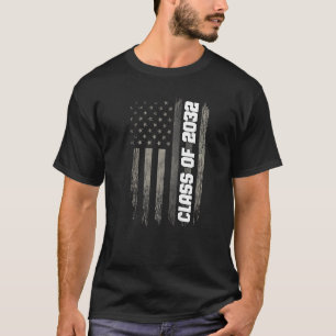 Class of 2032 Senior 2032 Graduation American Flag T-Shirt