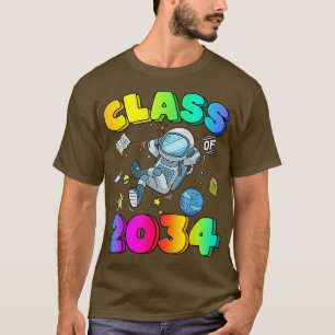 Class of 2034 Astronaut Grow With Me Kindergarten T-Shirt