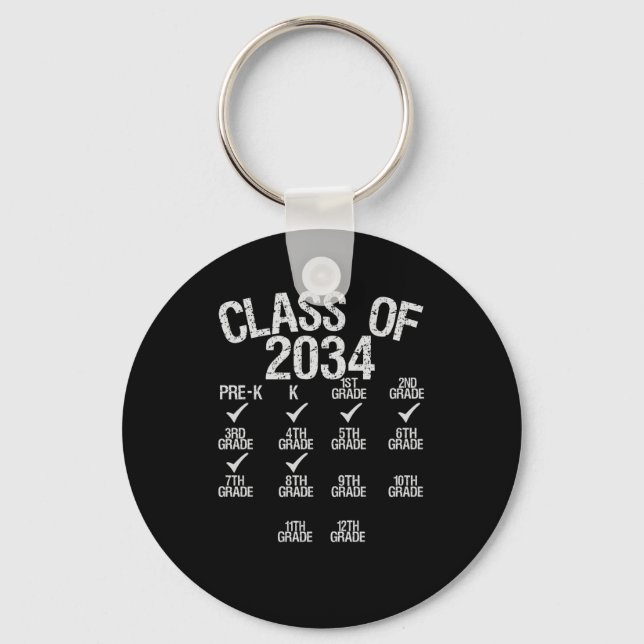 Class Of 2034 Grow With Me Graduation 4th Grade Key Ring (Front)
