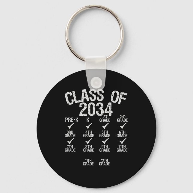 Class Of 2034 Grow With Me Graduation 6th Grade Key Ring (Front)