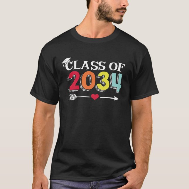 Class Of 2034 Grow With Me Kindergarten K 12 Arrow T-Shirt (Front)
