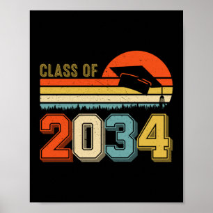 Class Of 2034 Grow With Me Pre-K Graduate Vintage Poster
