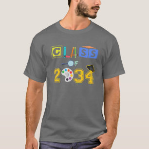 CLASS Of 2034 Kids KINDERGARTEN First Day School G T-Shirt