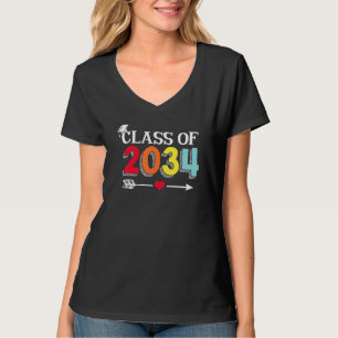 Class Of 2034 Kindergarten K 12 Arrow Grow With Me T-Shirt