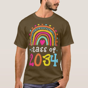 Class Of 2034 Rainbow Pink Graduate Preschool Kind T-Shirt
