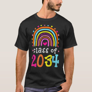 Class Of 2034 Rainbow Pink Graduate Preschool Kind T-Shirt