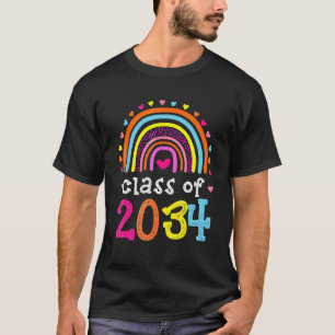 Class Of 2034 Rainbow Pink Graduate Preschool Kind T-Shirt
