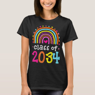 Class Of 2034 Rainbow Pink Graduate Preschool Kind T-Shirt