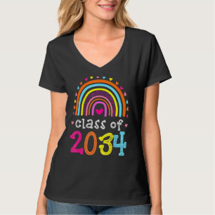 Class Of 2034 Rainbow Pink Graduate Preschool Kind T-Shirt