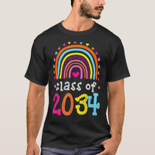 Class Of 2034 Rainbow Pink Graduate Preschool Kind T-Shirt