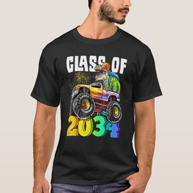 Class Of 2034 Rex Dinosaur Monster Truck Kindergar T-Shirt (Front)