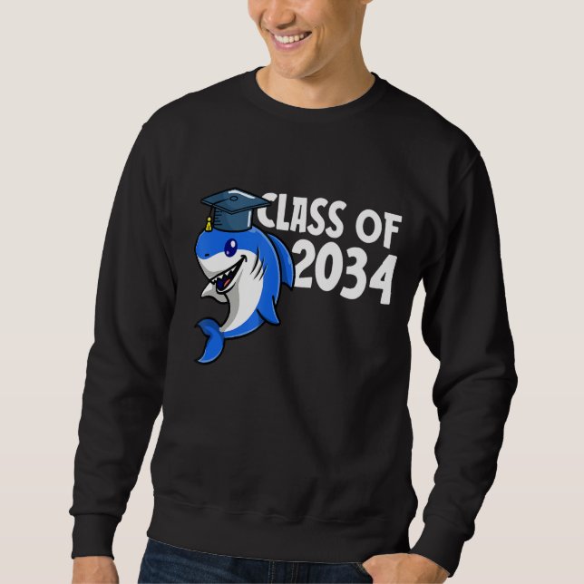 Class Of 2034 Shark Graduate Pre K Kindergarten Pr Sweatshirt (Front)