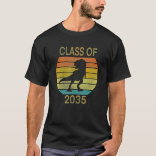 Class Of 2035 First Day Of School Dinosaur Retro V T-Shirt