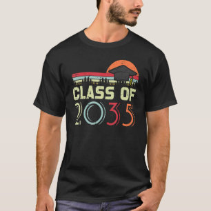 Class Of 2035 Graduation Hat Retro Grow With Me Ki T-Shirt