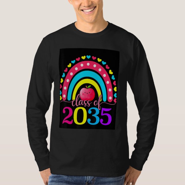 Class Of 2035 Grow With Me Graduation First Day Ra T-Shirt (Front)