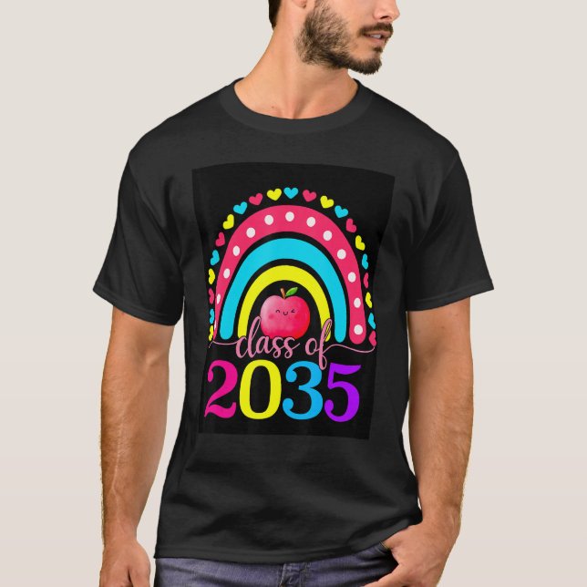 Class Of 2035 Grow With Me Graduation First Day Ra T-Shirt (Front)
