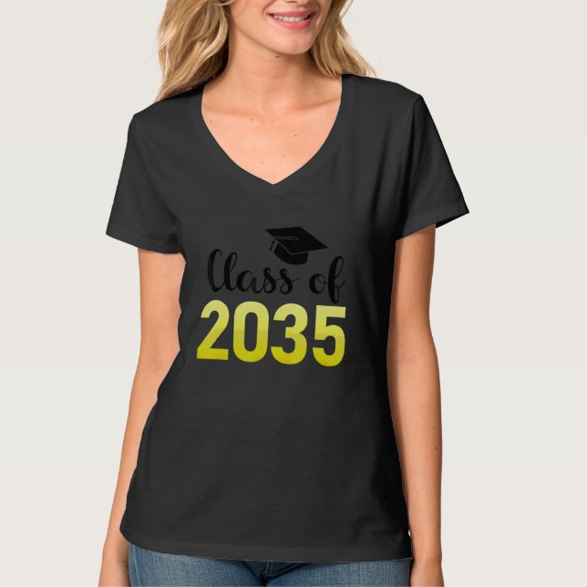 Class Of 2035 Grow With Me  Handprints Go On The B T-Shirt (Front)