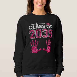 Class Of 2035 Kindergarten Pink Handprint Grow Wit Sweatshirt