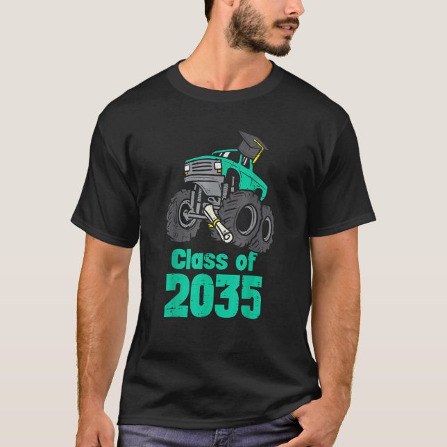 Class Of 2035 Monster Truck First Last Day Grow Wi T-Shirt (Front)