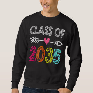 Class Of 2035 Pre K To 12 Handprint On Back Grow W Sweatshirt