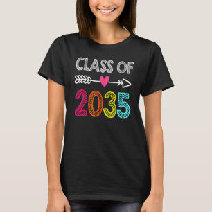 Class Of 2035 Pre K To 12 Handprint On Back Grow W T-Shirt