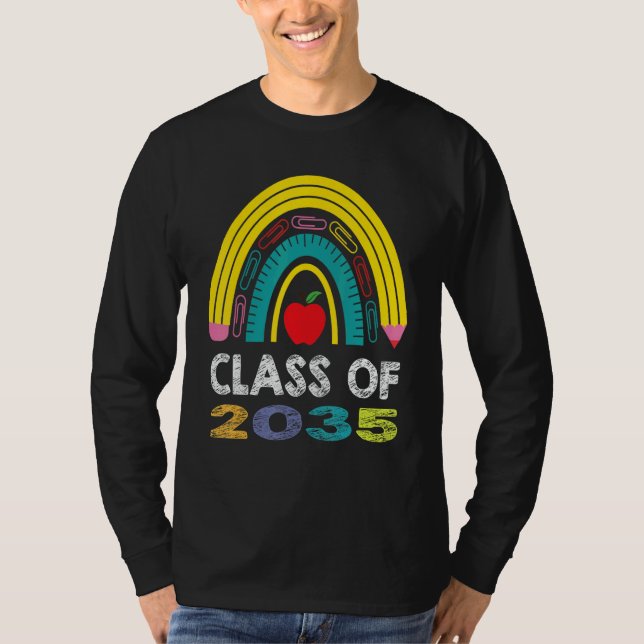 Class Of 2035 Rainbow Grows With Me First Day Of S T-Shirt (Front)